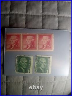 Thomas Jefferson 1 And 2 Cent Stamps 5 Total