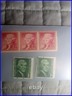 Thomas Jefferson 1 And 2 Cent Stamps 5 Total