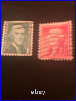 Thomas Jefferson 2 cent Antique Postage Stamp- Red, Used