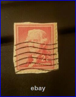 Thomas Jefferson 2 cent Red Antique Rare United States Postage Stamp- Used Stamp