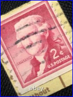 Thomas Jefferson 2 cent Red Antique Rare United States Postage Stamp- Used Stamp