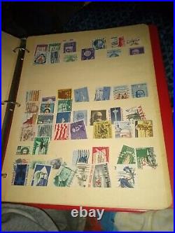 Three stamp albums with stamps from 1900's-late 1980 used