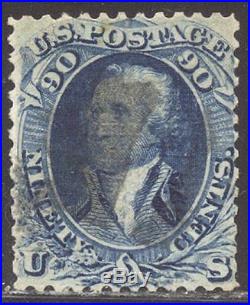 U. S. #101 SCARCE Used 90c Blue with F Grill ($2,250)