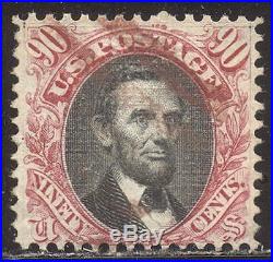 U. S. #122 RARE Used with Red ccl 1869 90c Lincoln ($2,900)