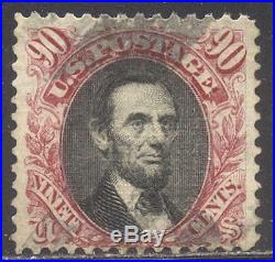 U. S. #122 SCARCE Used withCert 1869 90c Lincoln