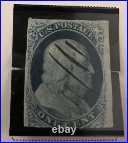 U. S. 1851-1856 Imperforate Stamps 1C, 3C, 10C & 12C. 8x Stamps. Details Below