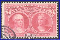 U. S. #244 Used BEAUTY withCert 1893 $4.00 Columbian