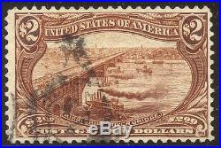 U. S. #293 Used BEAUTY withCert 1898 $2.00 Trans-Mississippi ($1,100)