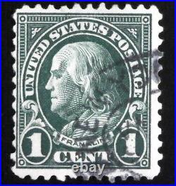 U. S. #594 RARE Used with Uncertified/ungraded 1923 1c Green, Rotary print