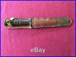 U S M3 Knife. Blade Stamped Imperial withLeather Barwood Scabbard