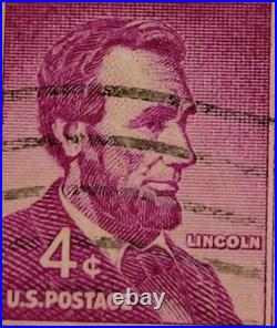 U. S. Postage Abraham Lincoln 4¢ Purple Stamp Used/Posted c. 1954 27