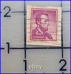 U. S. Postage Abraham Lincoln 4¢ Purple Stamp Used/Posted c. 1954 27