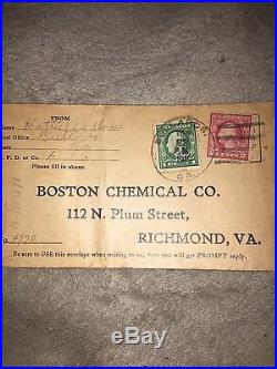 U. S. Postage Stamp George Washington 1 Cent and 2 Cent Stamp on Envelope