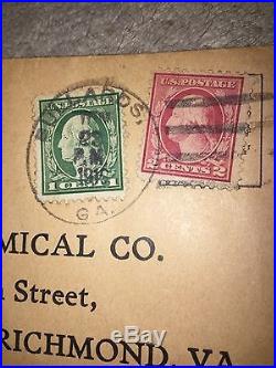 U. S. Postage Stamp George Washington 1 Cent and 2 Cent Stamp on Envelope