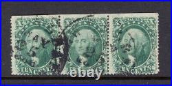 U. S. SC. #32-1857 10c WASHINGTON TYPE II-STRIP OF 3-USED-CAT. $600.00