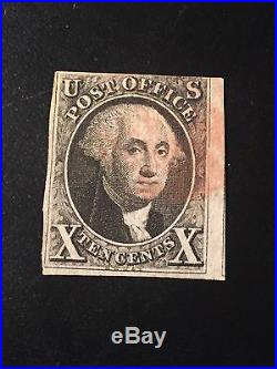 U S Stamp Old Used #2 Washington 10c CV$1350 Light Reddish Cancel