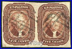 UNITED STATES Sc. # 12 1851 Jefferson Used Stamp Pair