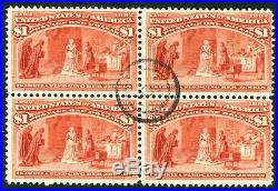 UNITED STATES Sc. # 241 $1 Columbus Block of 4 Used Stamps