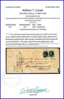 UNITED STATES (US) 165 USED FINE 30c BLACK BANKNOTE ON COVER