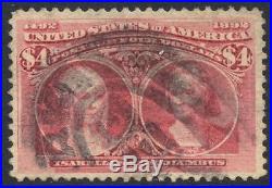 US 1893 Columbian $4 Crimson-Lake #244 Used Cat val $1050