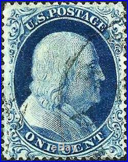 US #19 Used 1c Blue Franklin, Type Ia, from 1857 with PF Certificate
