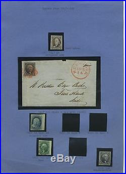 US Mint and used Earlies on album page with 4 margin #1a & #2 Cat $12,000
