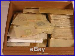 US, Old time accumulation of 1000+ Mint/Used Stamps in glassineswooden cigar bo