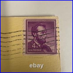 US Postage / Abraham Lincoln / 4¢ Purple Stamp / Used/Posted 1966 / c. 1954