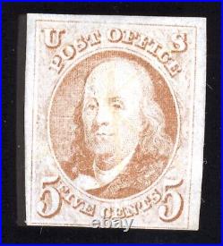 US Scott 1 Used 5c red brown 1847 LOT A072 bhmstamps