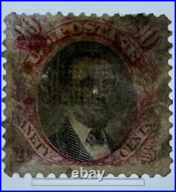US Scott #122 Abraham Lincoln 90c Stamp. Used, PSE Cert. (Encapsulated) CV $2000