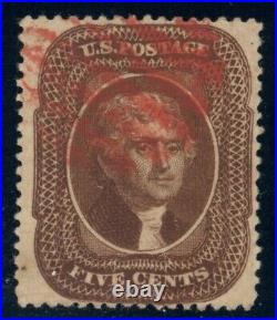 US Stamp #30A Jefferson 5c PSE Cert VF 80 Used Grid Cancel CV $375.00