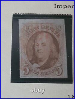 US Stamps 1847 Franklin Used Scott#1 5 cent certified