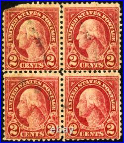 US Stamps # 579 Used F-VF Block Of 4 Scott Value $1,750.00
