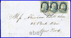 US Stamps # 9 Used XF THREE (Pair & Single) on MA Cover with Letter