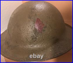 US WW1 5th division Doughboy Helmet Red Diamond Stamped ZA195 Authentic WW1