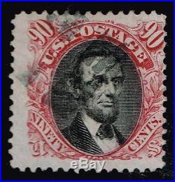 US stamp#122 90c Carmine & Black 1869 Pictorial issue used stamp