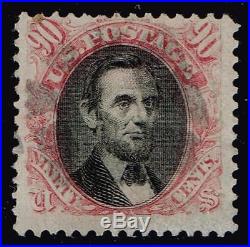 US stamp#122 90c Carmine & Black 1869 Pictorial issue used stamp + Certificate