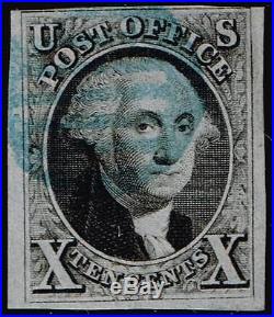 US stamp#2 10c Black Washington imperf 1847 used stamp