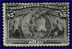 US stamp#245 $5 Black 1893 Columbian Issue used stamp
