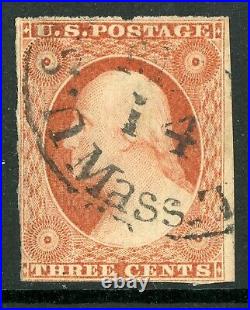 USA 1851 Washington 3¢ Copper Brown Type II Scott #10A VFU R481