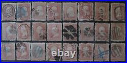 USA 1861-62 3c Large Collection 70++ stamps with fancy, cork, blue, grid, other