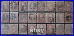 USA 1861-62 3c Large Collection 70++ stamps with fancy, cork, blue, grid, other