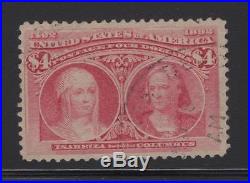 USA 1893 $4.00 Columbian Used SC# 244 Cats $1,050.00 A Lovely Example