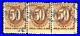 USA J7 Scarce Strip Of Three With Blue Star Cancels