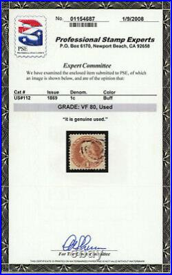 USA Scott# 112 USED VF80 PSE Certificate (422286)