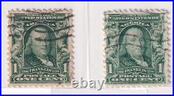 USA stamps 1902-03 Presidents and famous 1C to $1 (Farragut) set variations