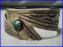 Unique Vintage Navajo Deep Stampings Rob Johnson Sterling Silver Bracelet
