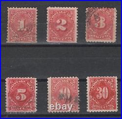 United States BOB Postage Due Stamps J52 J53 J54 J55 J56 J57 Used J57 is MINT