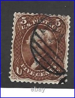 United States Scott 75 5-cent Jefferson used F/VF