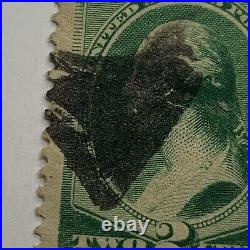 Upside Down Triangle Fancy Cancel On 2c Green Washington Stamp
